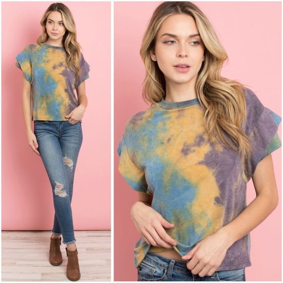 🆕Tie dye flutter top - Picture 4 of 5